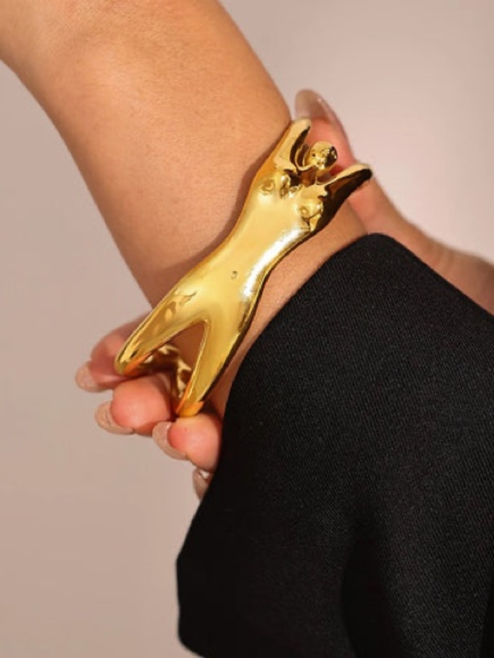 Statement Gold-Tone Sculptural Female Figure Cuff Bracelet-Bold & Elegant